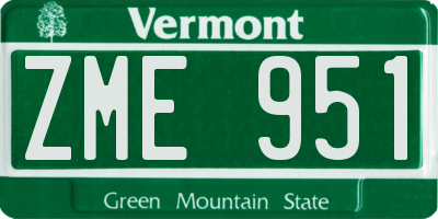 VT license plate ZME951
