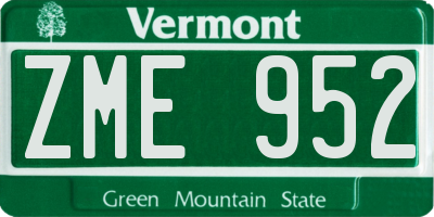 VT license plate ZME952
