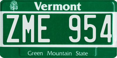 VT license plate ZME954
