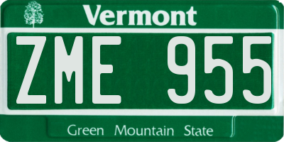 VT license plate ZME955