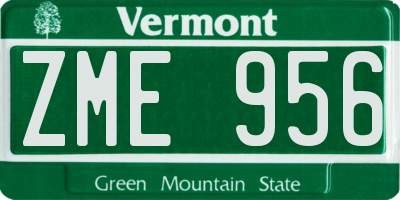 VT license plate ZME956