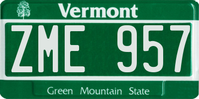 VT license plate ZME957