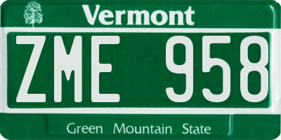 VT license plate ZME958