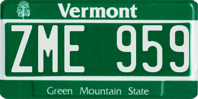 VT license plate ZME959
