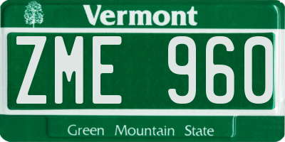 VT license plate ZME960