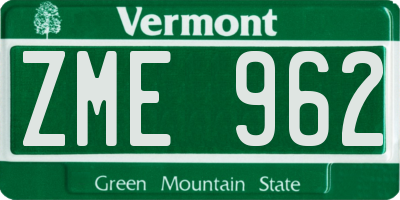 VT license plate ZME962