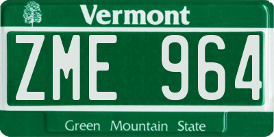 VT license plate ZME964