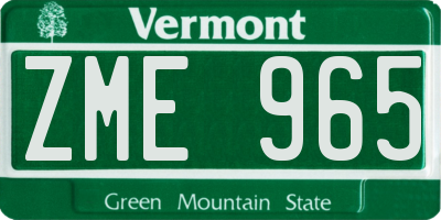 VT license plate ZME965