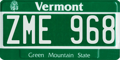 VT license plate ZME968