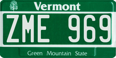VT license plate ZME969
