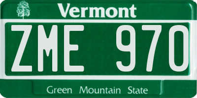 VT license plate ZME970