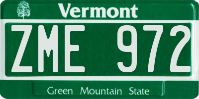 VT license plate ZME972