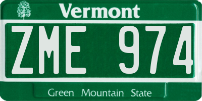 VT license plate ZME974