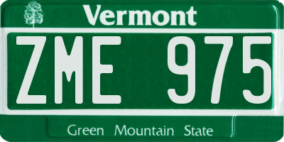 VT license plate ZME975