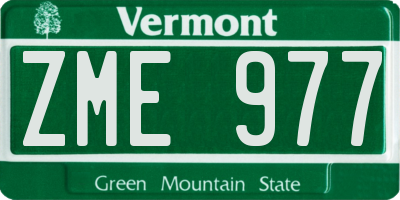 VT license plate ZME977