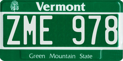 VT license plate ZME978