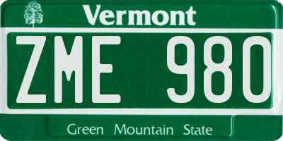 VT license plate ZME980