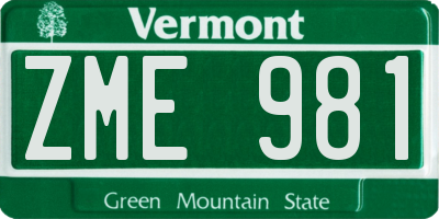 VT license plate ZME981