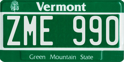VT license plate ZME990