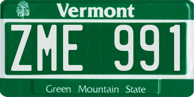 VT license plate ZME991
