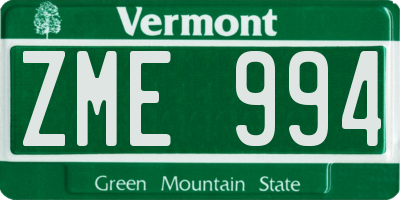 VT license plate ZME994