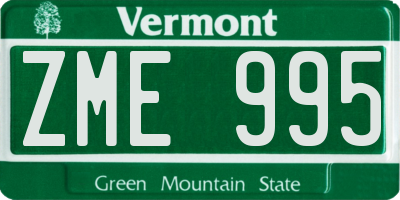 VT license plate ZME995