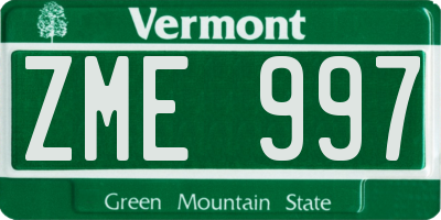 VT license plate ZME997