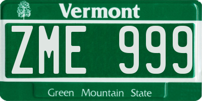 VT license plate ZME999