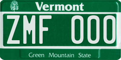 VT license plate ZMF000