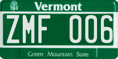 VT license plate ZMF006