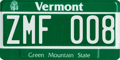 VT license plate ZMF008