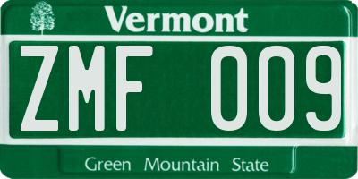 VT license plate ZMF009