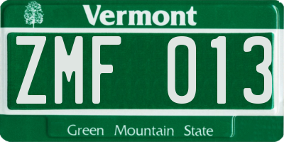VT license plate ZMF013
