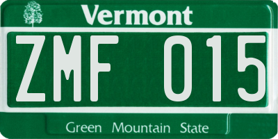 VT license plate ZMF015
