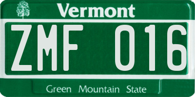 VT license plate ZMF016