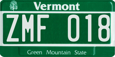 VT license plate ZMF018