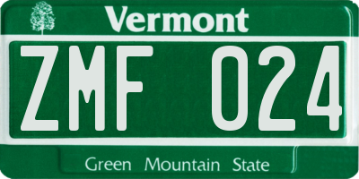 VT license plate ZMF024