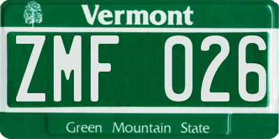 VT license plate ZMF026