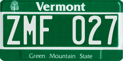 VT license plate ZMF027
