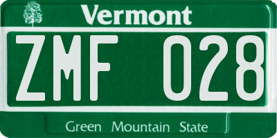 VT license plate ZMF028