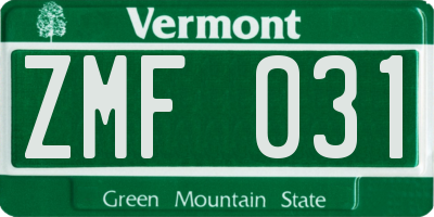 VT license plate ZMF031