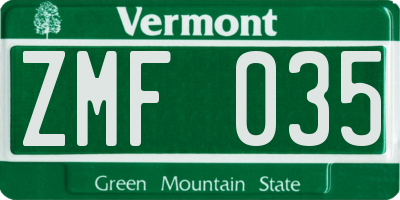 VT license plate ZMF035