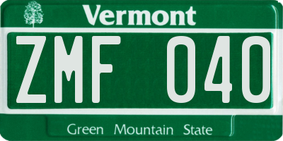 VT license plate ZMF040
