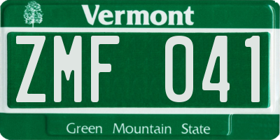 VT license plate ZMF041