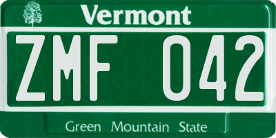 VT license plate ZMF042