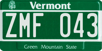 VT license plate ZMF043