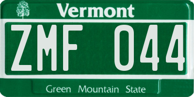 VT license plate ZMF044