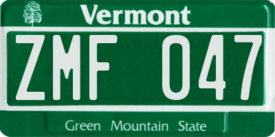 VT license plate ZMF047