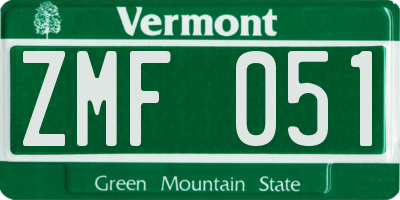 VT license plate ZMF051