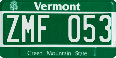 VT license plate ZMF053